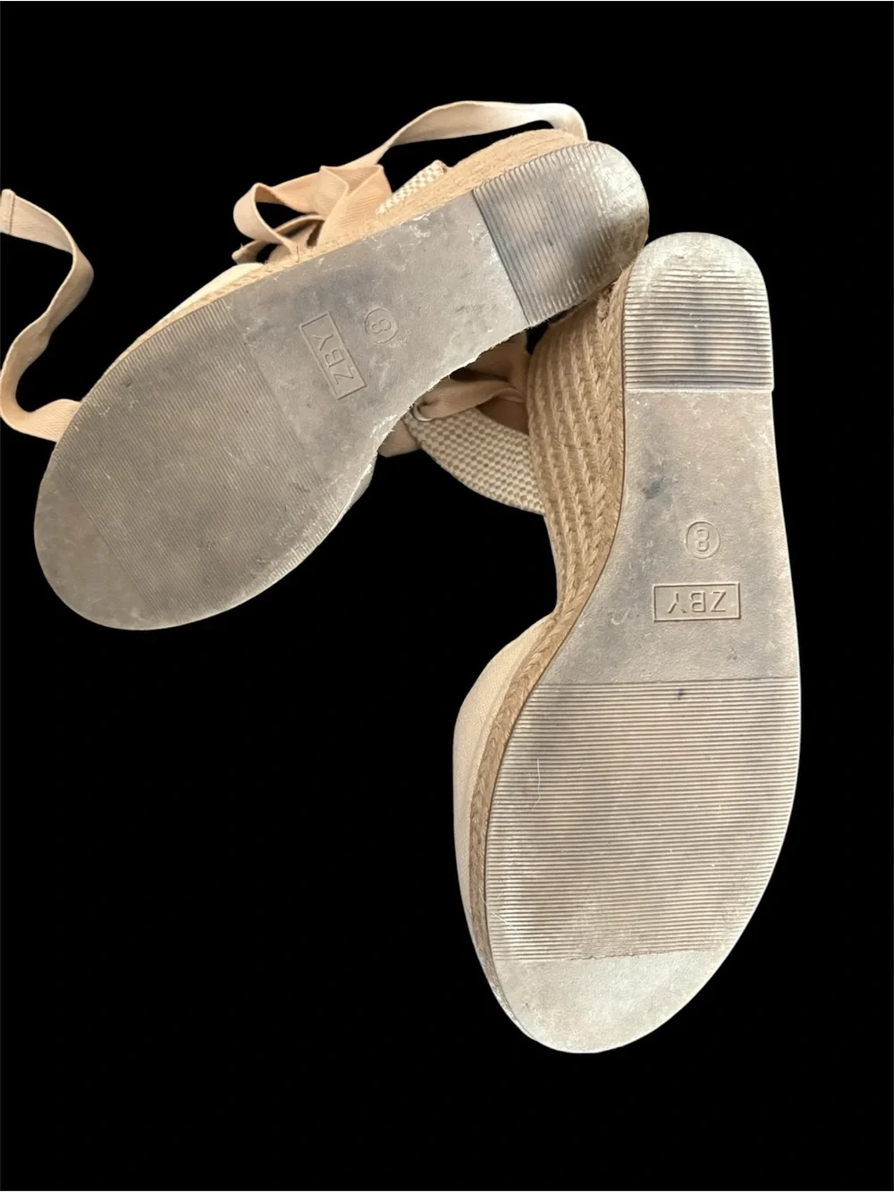 ZBY-Ivory Lace-Up Espadrille Heels-size 8